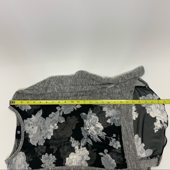 IZ Byer Static Gray Floral Print Sheer Panel High Low Thin Sweater Size XS - Picture 15 of 16